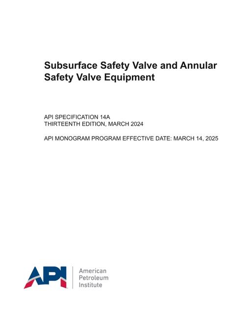 API Spec 14A - Unbound PDF - Engineering & Industrial Standards