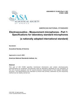 ASA S1.15-2021/Part 1/ IEC 61094-1:2000