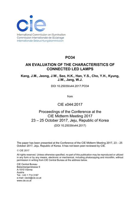 AN EVALUATION OF THE CHARACTERISTICS OF CONNECTED LED LAMPS (PO34, 918-922)