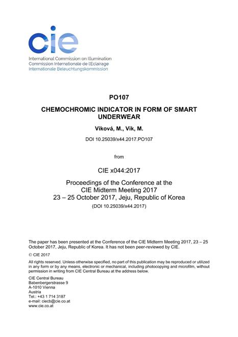 CHEMOCHROMIC INDICATOR IN FORM OF SMART UNDERWEAR (PO107, 1185-1192)