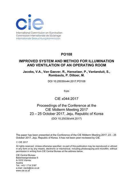 IMPROVED SYSTEM AND METHOD FOR ILLUMINATION AND VENTILATION OF AN OPERATING ROOM (PO108, 1193-1199)