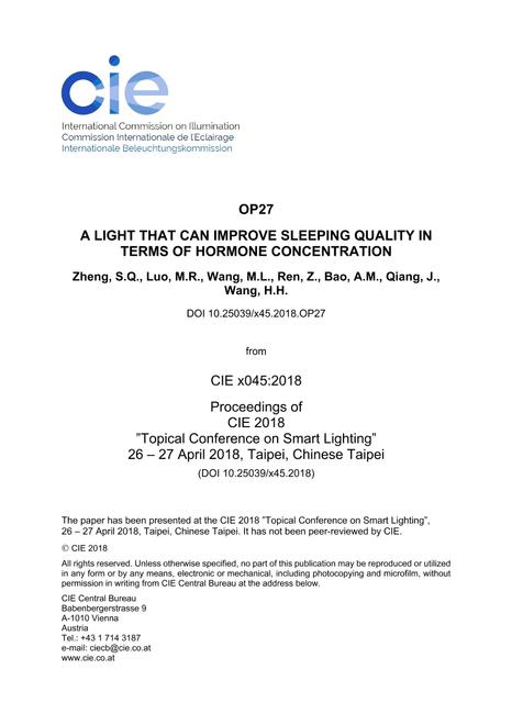A LIGHT THAT CAN IMPROVE SLEEPING QUALITY IN TERMS OF HORMONE CONCENTRATION (OP27, 169-173)