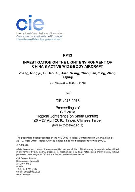 INVESTIGATION ON THE LIGHT ENVIRONMENT OF CHINA'S ACTIVE WIDE-BODY AIRCRAFT  (PP13, 309-318)