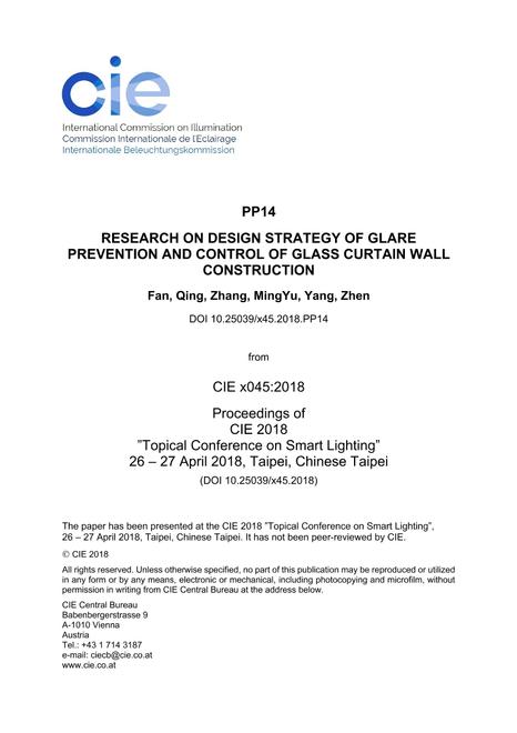 RESEARCH ON DESIGN STRATEGY OF GLARE PREVENTION AND CONTROL OF GLASS CURTAIN WALL CONSTRUCTION (PP14, 319-329)