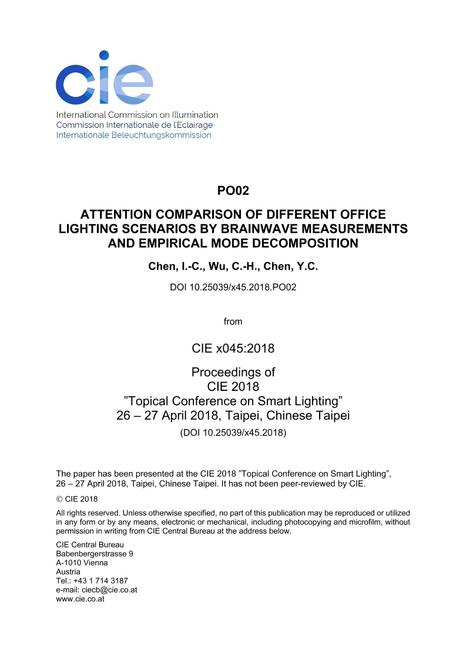 ATTENTION COMPARISON OF DIFFERENT OFFICE LIGHTING SCENARIOS BY BRAINWAVE MEASUREMENTS AND EMPIRICAL MODE DECOMPOSITION (PO02, 408-411)