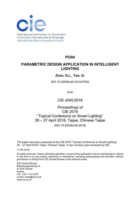 PARAMETRIC DESIGN APPLICATION IN INTELLIGENT LIGHTING (PO04, 416-422)