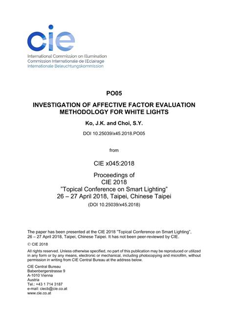 INVESTIGATION OF AFFECTIVE FACTOR EVALUATION METHODOLOGY FOR WHITE LIGHTS (PO05, 423-430)