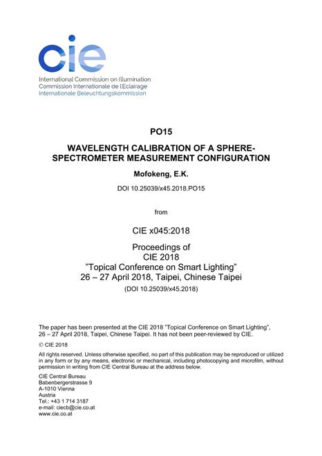 WAVELENGTH CALIBRATION OF A SPHERE-SPECTROMETER MEASUREMENT CONFIGURATION (PO15, 483-484)