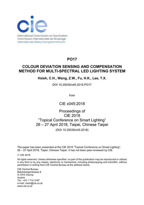 COLOUR DEVIATION SENSING AND COMPENSATION METHOD FOR MULTI-SPECTRAL LED LIGHTING SYSTEM (PO17, 488-491)
