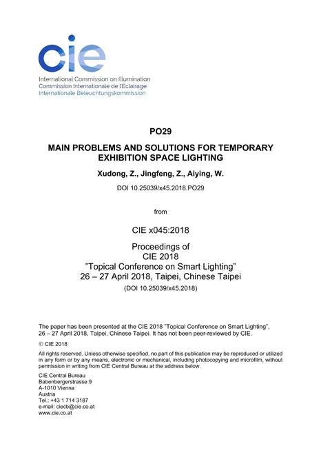 MAIN PROBLEMS AND SOLUTIONS FOR TEMPORARY EXHIBITION SPACE LIGHTING (PO29, 556-563)