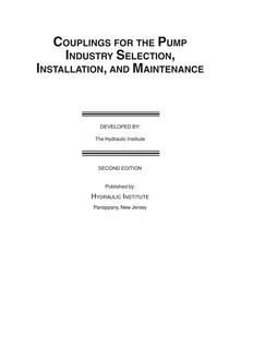 Couplings for the Pump Industry Selection, Installation, and Maintenance